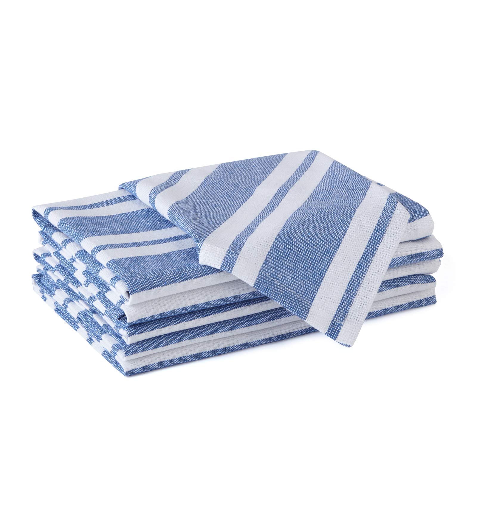 Encasa XO Cotton Cloth Napkins Set of 6, 17"x17" | Washable & Reusable Dinner Napkins White & Franca Blue Stripes Table Napkins for Farmhouse, Wedding, Holiday, Party & Everyday Dining — image 1