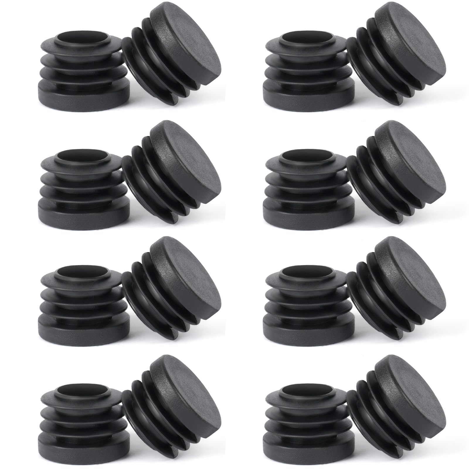 OSDUE Round Plastic End Caps, 16PCS 22mm Black Plastic Plug, Non-Slip Furniture Feet Pads, Table Foot Cover Caps Floor Protectors for Bed Chair Sofa Table Shelf（0.87”）