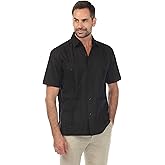Mojito Men's Traditional Guayabera Shirt Premium 100% Linen Short Sleeve 4 Pocket Design