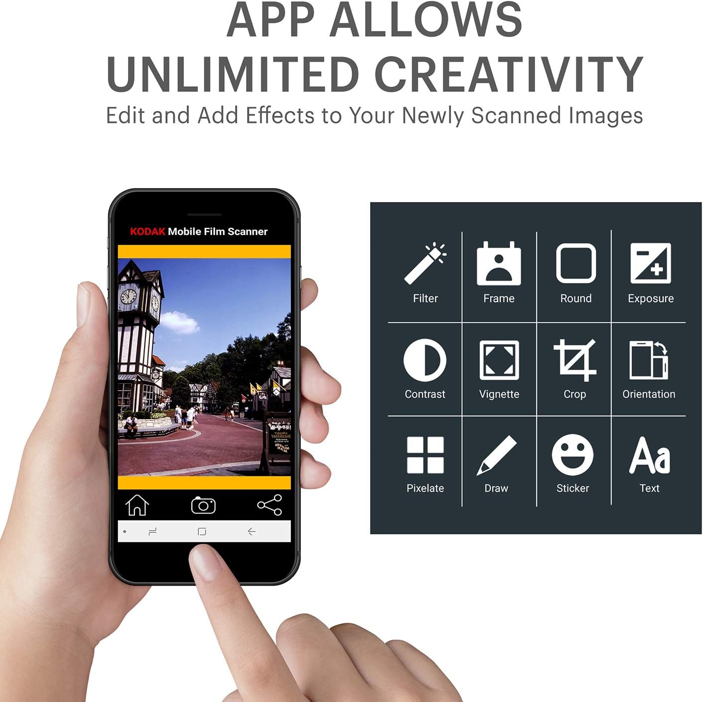 KODAK Mobile Film Scanner - Fun Novelty Scanner Lets You Scan and Play with Old 35mm Films & Slides Using Your Smartphone Camera - Cardboard Platform & Eco-Friendly Toy LED Backlight: Electronics