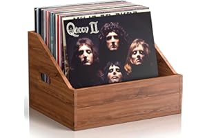 Vecxoty Wood Vinyl Record Storage, Retro & Durable Vinyl Crate and Record Holder, Album Storage Record Case Box for 60+ Records, Perfect Record Organizer for Home Decor and Collection Display(Brown)