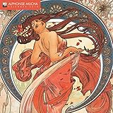 Alphonse Mucha 2018 12 x 12 Inch Monthly Square Wall Calendar with Glitter Flocked Cover by Flame Tr by 
