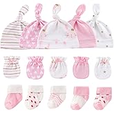 Ruliby Baby Hats Mittens and Socks Set Cotton Newborn Hat Beanie Soft Infant Girls Boys Caps Gloves 0-6 month