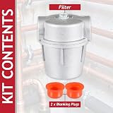 SPARES2GO 3/8" Aluminium Inline Oil Boiler Fuel Filter Strainer Bowl with Plugs view 2