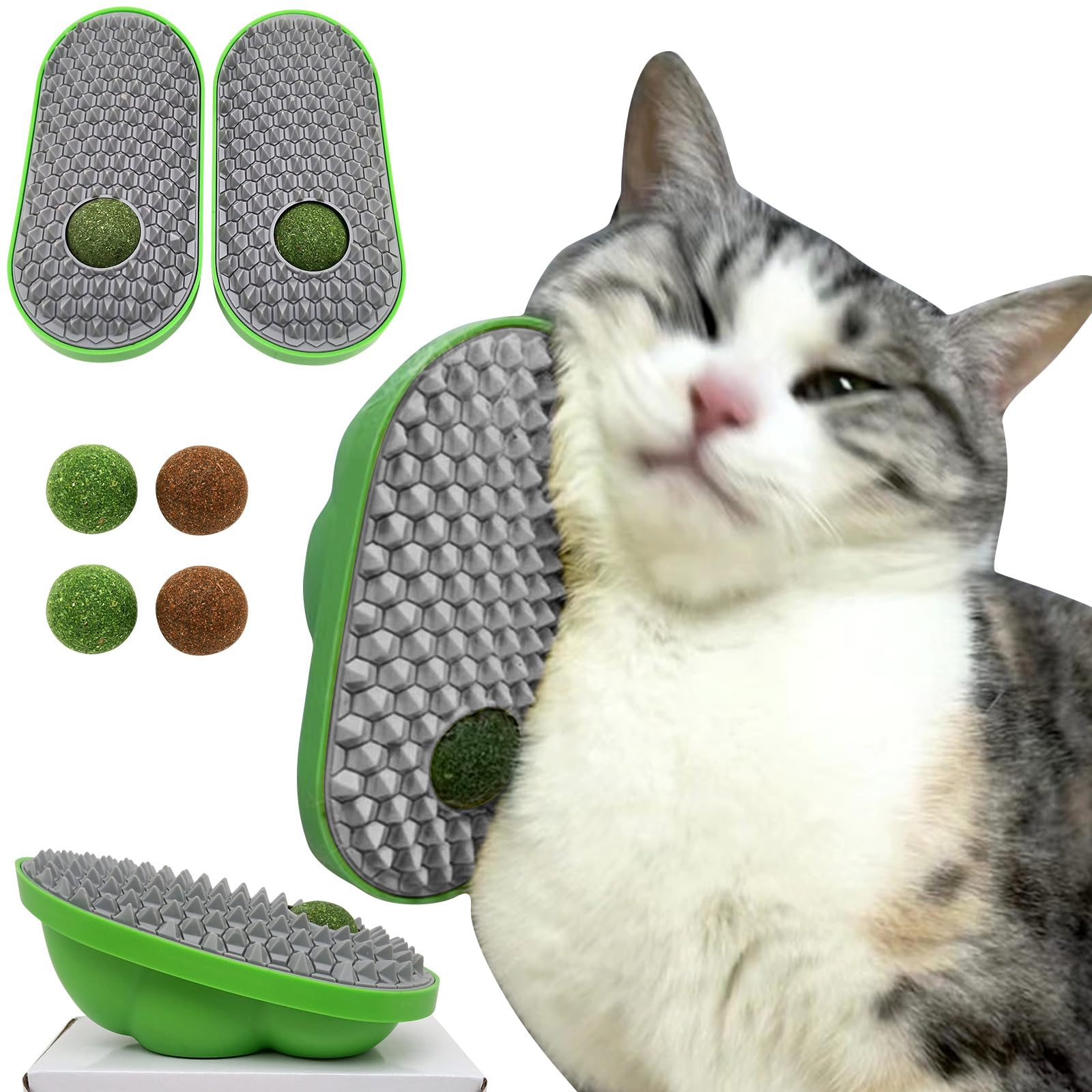 Photo 1 of miwoowim 2 Pcs Catnip Toys Balls That Stick on Wall,Cat Toy Ball, Catnip Wall Balls for Cats Lick,Cat Face Scratchers, Cat self Groomer for Indoor Cats, Corner Brush