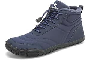 FLARUT Mens Womens Barefoot Snow Boots Winter Warm Shoes Fur Lined Wide Toe Box Zero Drop Ankle Sneakers
