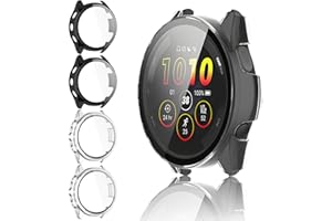 Kimiyaki 4 Pack for Garmin Forerunner 165 &165 Music Screen Protector Case [Full Coverage], Hard PC Bumper All-Around Protective Accessories for Garmin Forerunner 165 Built-in Tempered Glass Film
