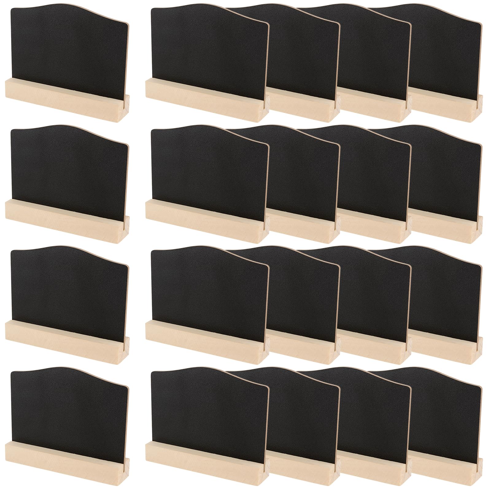 YUENPUN 20 PCS Mini Chalkboard Signs, Small Blackboards Message Board, Double Sided Small Blackboard Signs with Wooden Stand, Blackboard Table Sign for Shop Buffet Party, 10 x 7.5cm