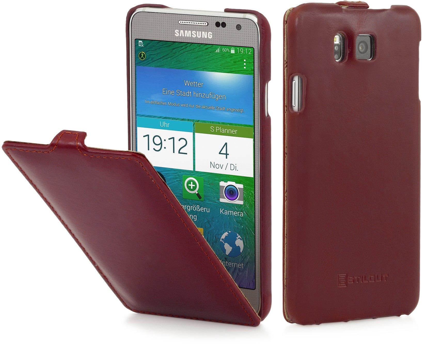STILGUT UltraSlim Leather Case for Samsung Galaxy Alpha - Wine Red