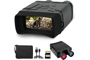 USCAMEL 4-INCH Screen Night Vision Binoculars with Bag, Digital Infrared Goggles IR Device Thermal Scope for Adults 32GB Card Rechargeable Photo and Video Playback for Total Darkness