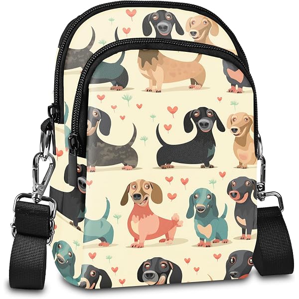 LiuenMgg Floral Dachshund Crossbody Bag - Small Ethnic Print Messenger Bag, Adjustable Strap, Zipper Pockets - View #12