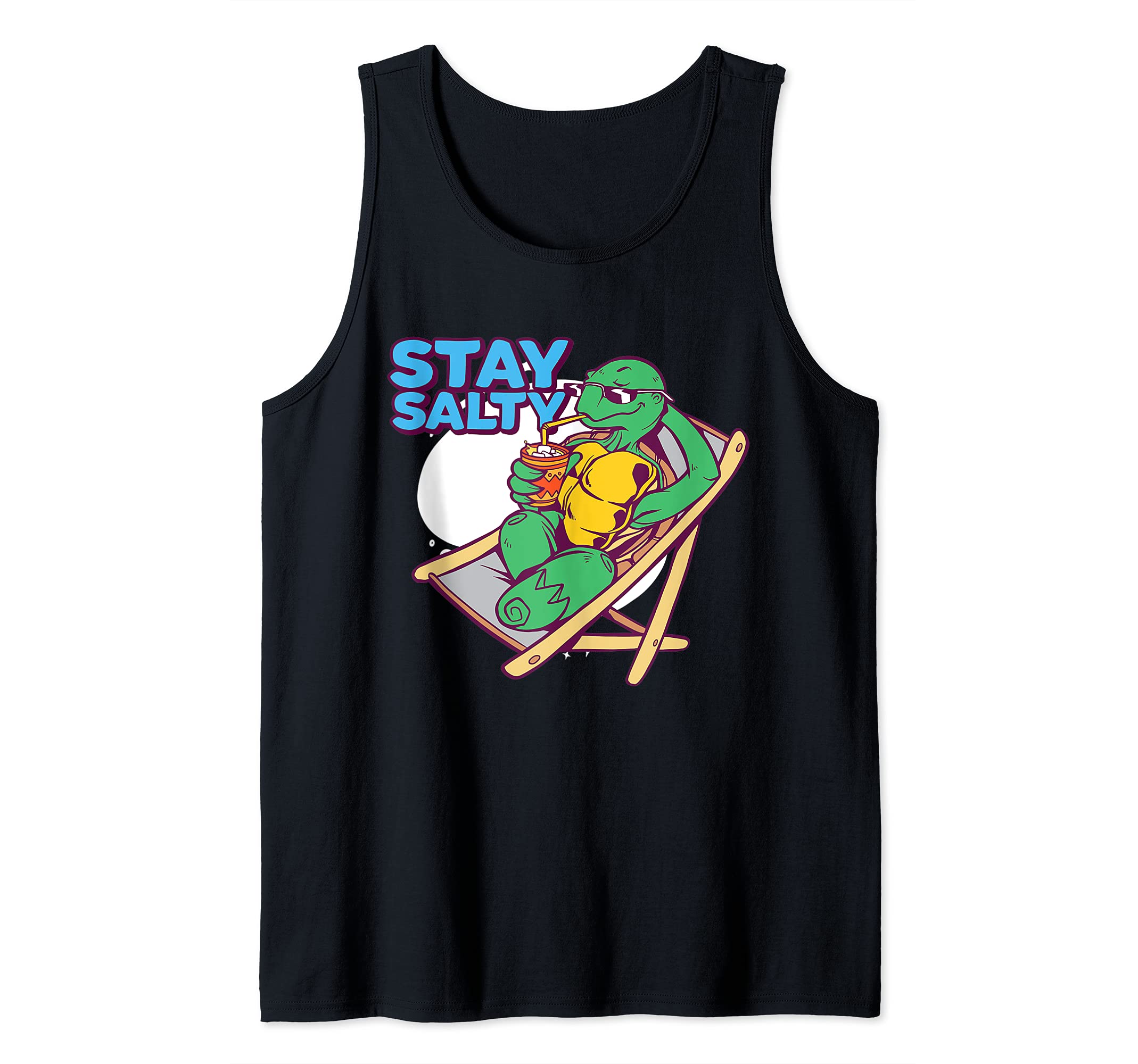 Stays Salty Sunbathing Turtle At The Beach Sea Turtles Tank Top