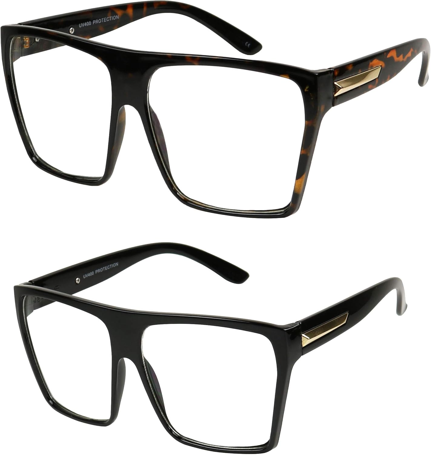 Basik Eyewear Super Oversized Trapezoid Flat Top Clear