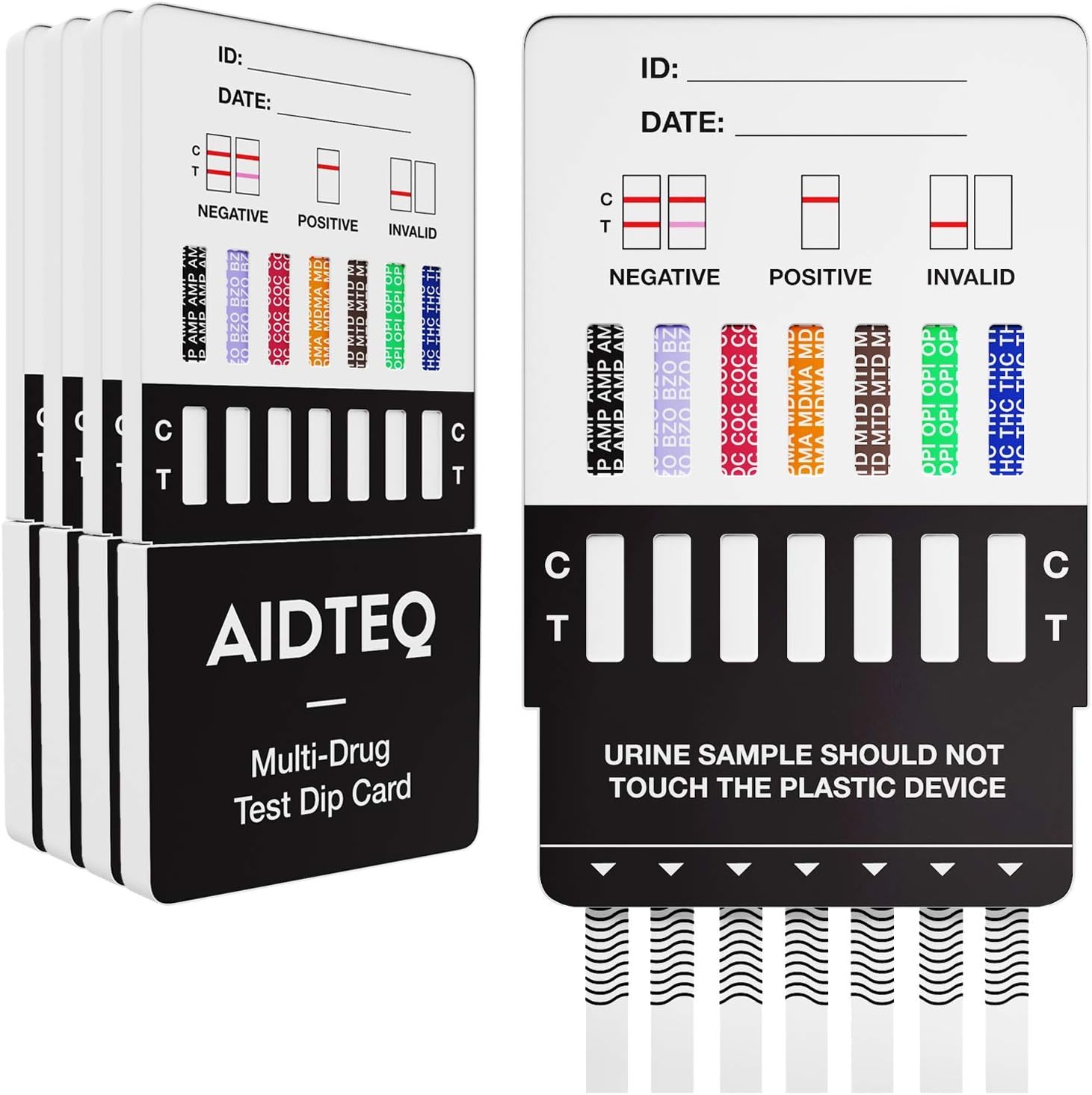 5 x Aidteq Professional 7in1 Rapid Drug Test Dip Cards Urine Drug