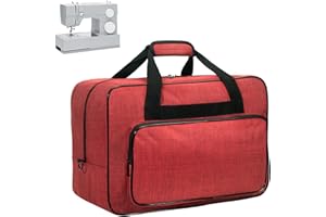 Haroranax Sewing Machine Carrying Case，Sewing Machine Carrying Case Tote Bag，Universal Tote Storage Bag with Pockets and Handles, Suitable for Most Standard Singer (RED)