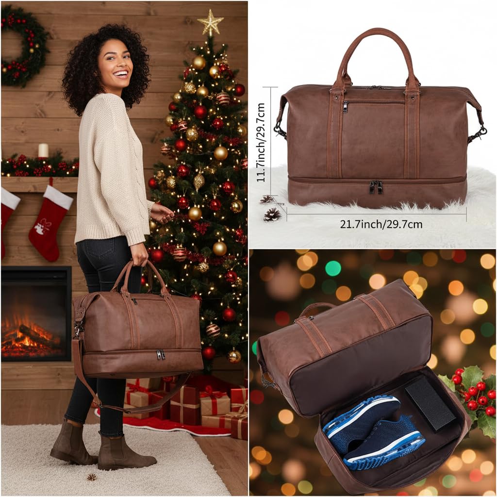 seyfocnia Weekender Overnight Bag Carry On Bag Travel Bag with Shoe Pouch