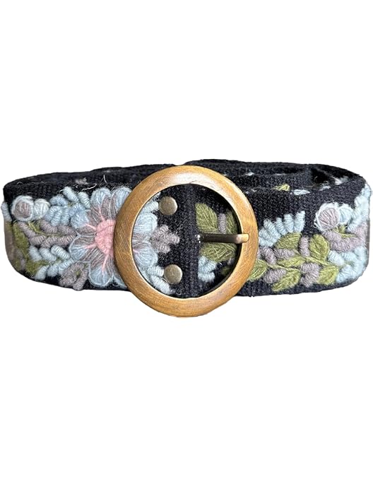 Amazon.com: Ivory belt with soft colorful flowers, handmade  display picture 1