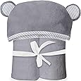 San Francisco Baby Serviette à capuche en bambou pour enfants et bébés – Douce, épaisse, absorbante 88,9 x 88,9 cm – Oreilles d'ours avec capuche pour nouveau-né – Gris