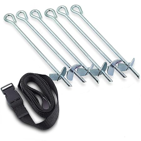 ms-point 6X Bodenanker Erdanker Sturmsicherung inklusive Gurte für Gartentrampolin