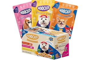 MOOCHIE Soft Wet Dog Food - Superfood Selection - Duck, Salmon & Chicken Liver Flavors - No Artificial Flavors or Preservative -12 x 2.5 oz Pouch