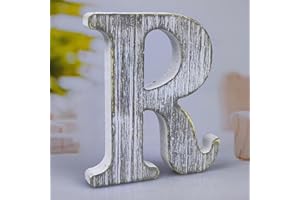 WOODOUNAI 8 Inch Wood Letters Unfinished Rustic Wood Letters for Wall Decor Decorative Standing Letters Slices Sign Board Decoration for Craft Home Party Projects (R)