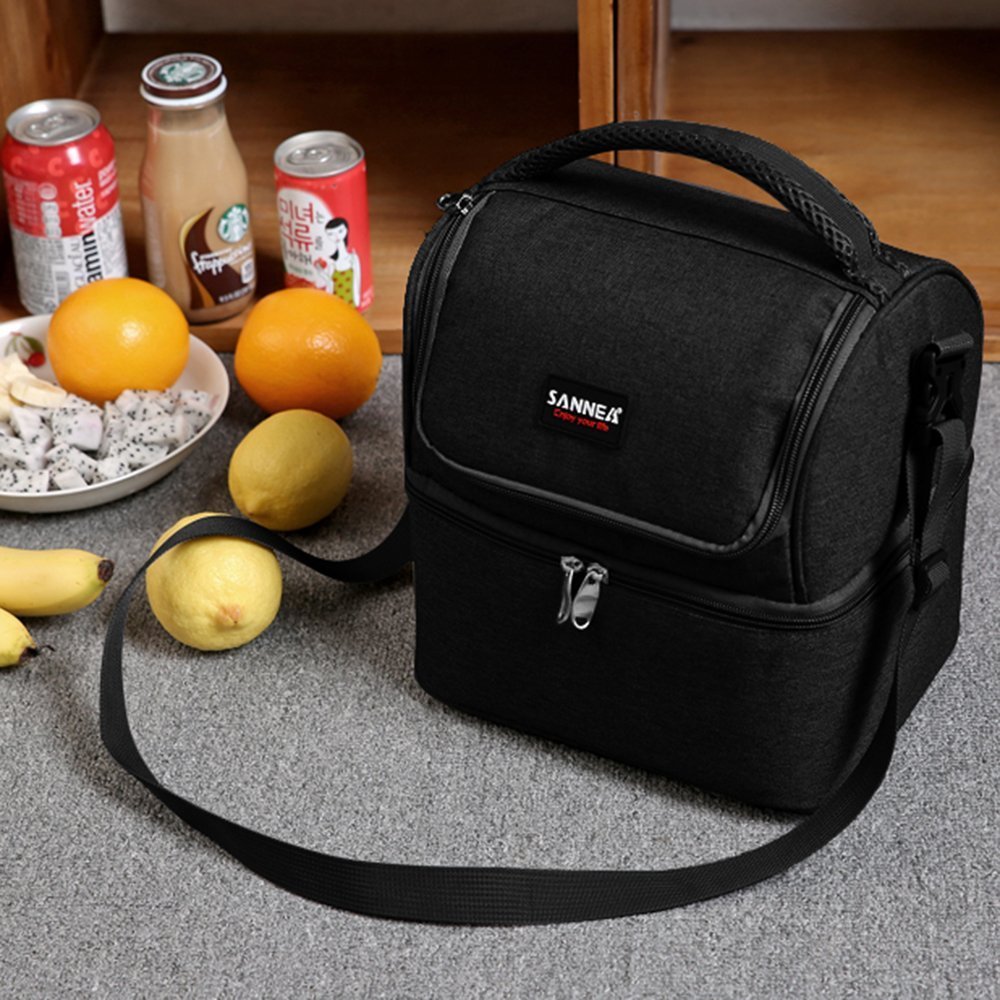 True Holiday Large Picnic Insulated Lunch Bag Box Waterproof Lunch Cooler Bag for Men Women Black
