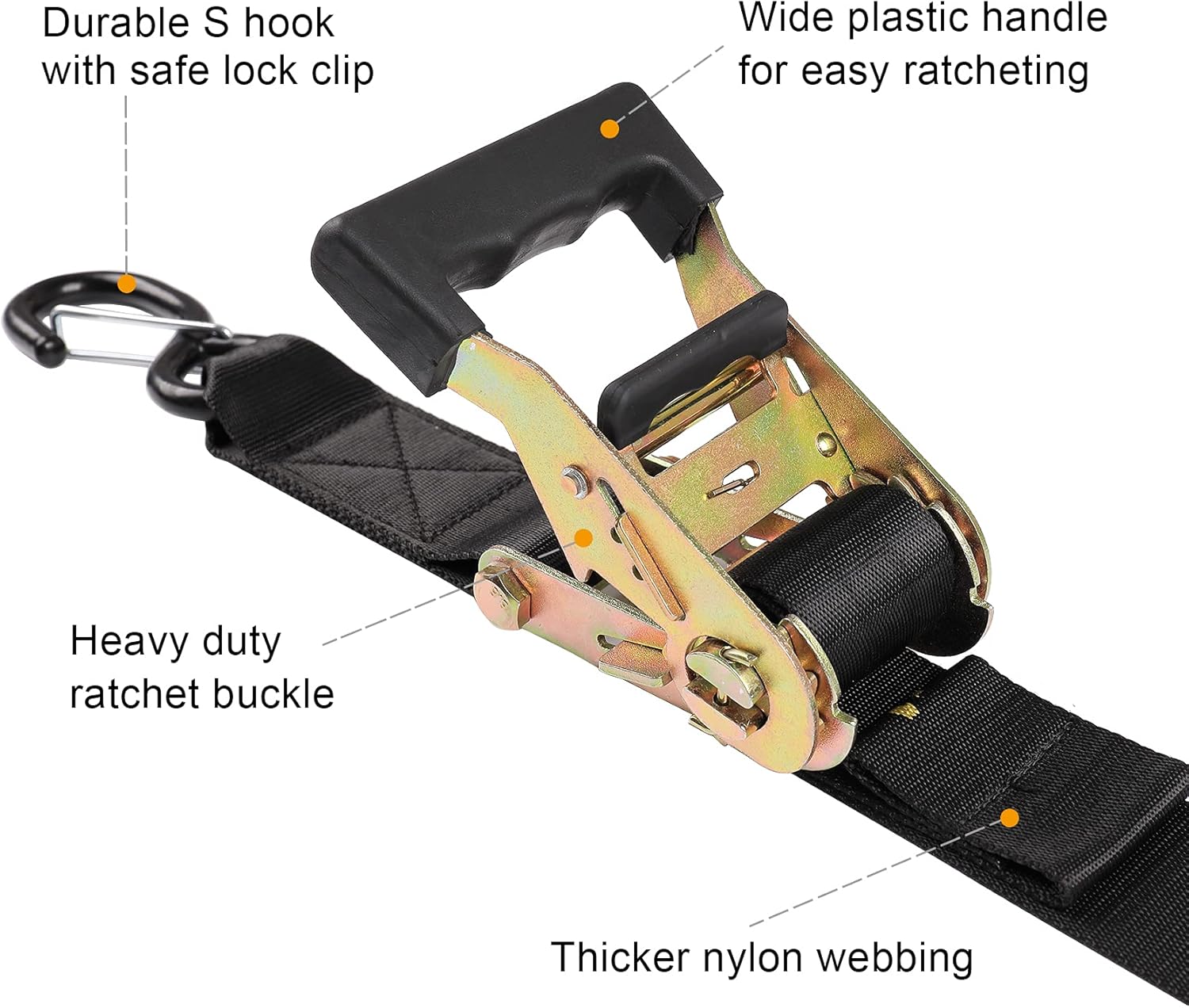 Ayaport Boat Trailer Transom Tie Down Straps for Boat Jet ski Kayak Canoe 4 Feet 1.6 inches 5000lbs Break Strength Heavy Duty Ratchet Straps with S Hooks, Pack of 2: Automotive