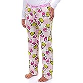 Dr. Seuss The Grinch Pajamas Women's Pink Santa Hacci Knit Lounge Sleep Pants