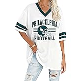 Football Shirts for Women Game Day Oversized Meah Tshirt Football Fans Season V Neck Short Sleeve Tee Tops
