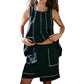 Fenghualzzniya Womens 2 Piece Lounge Set Beach Summer Outfits Y2k Tank Tops and Shorts Sets Vacation Matching Sets
