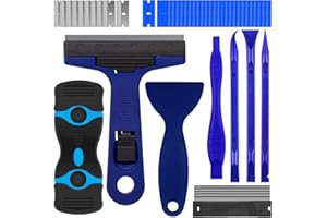 SUPERJACKWANG Razor Blade Scrape, Plastic Scraper Tools, Multi-Purpose Paint Scraper, Glass Cooktop Scraper, Scrapers for Remove Labels, Stickers, Decals, Caulk, Adhesive, Paint, Glue, Stove, Razor Blade Holder