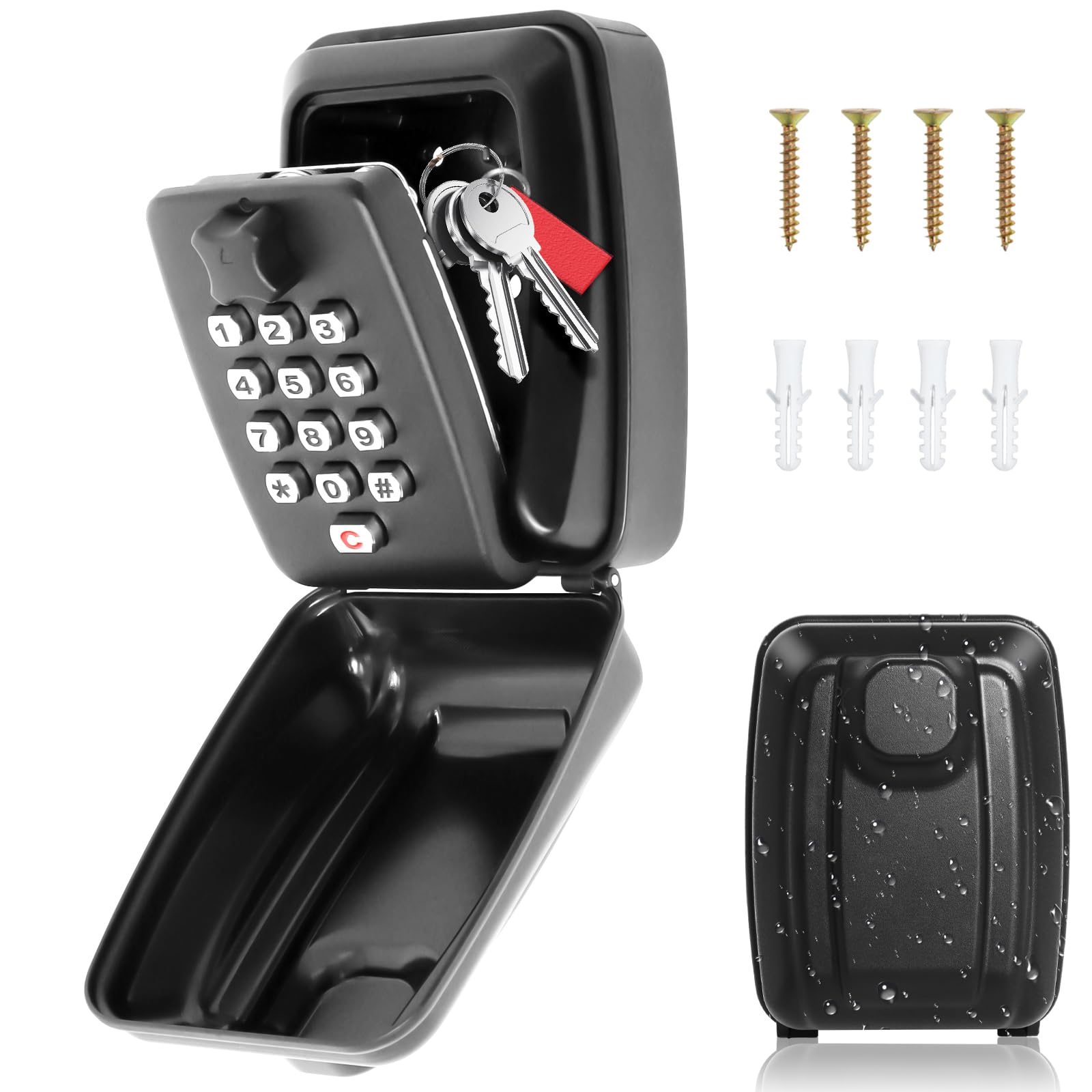 Gekufa Key Safe Outdoor Police Approved and Preferred, Key Lock Box Wall Mounted Outside with Code, 12-Digit Combination Keysafe Lockbox for Home Garage Office Warehouse