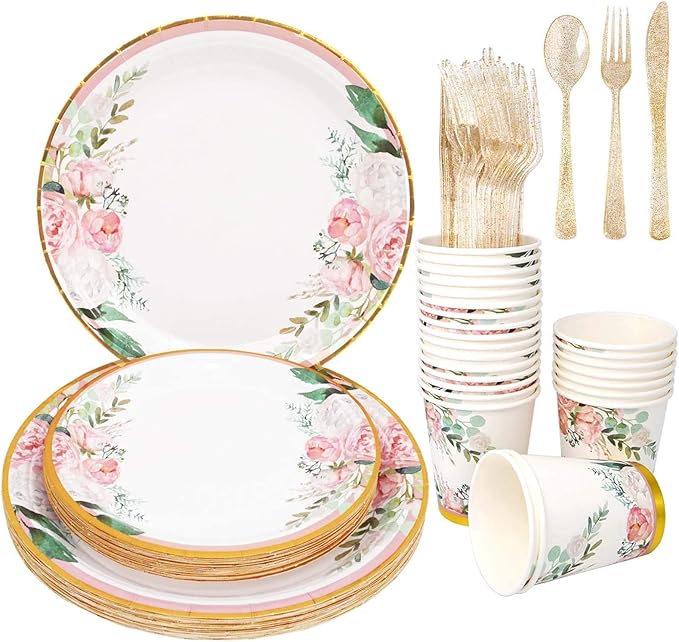 Floral Party Supplies bridal shower paper plates and