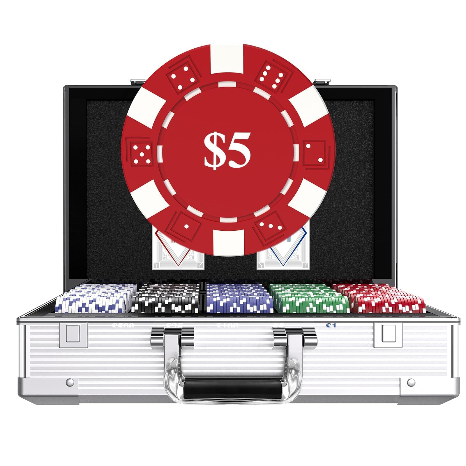 HEITOK 1000 Piece Poker Chip Set Texas Holdem - 11.5g Heavyweight Numbered Chips with Aluminium Case - Complete Casino Gambling Kit with Cards and Blind Buttons for Adult Tournaments — image 1