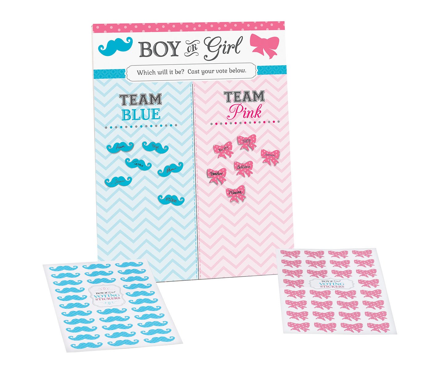 Lillian Rose Baby Gender Reveal Voting Board with Stickers, Pink/Blue