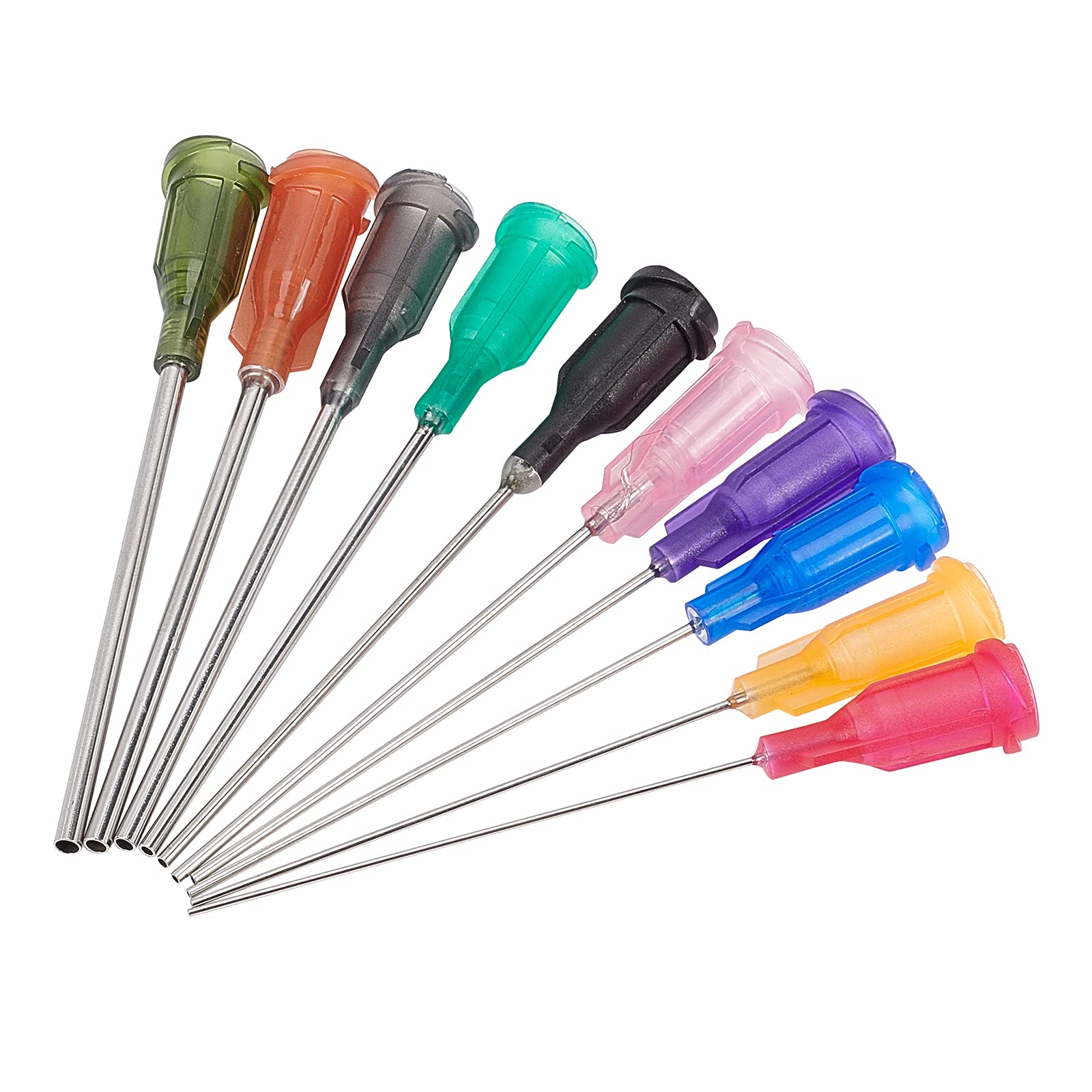 BENECREAT 80PCS 10 Different Gauge Blunt Tip Syringe Needles Dispensing Needles 55.5x7.5mm with Plastic Cotainer for Refilling E-Liquid Ink, Syringes and Rhinestones Crafts