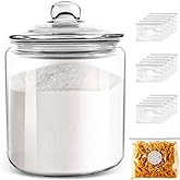 Masthome 1 Gallon Glass Jar with Lid,Large Glass Cookie Jar,Wide Mouth,Dishwasher Safe,Large Clear Jar,Storage Containers with Lids For Flour,Nuts,Cookies,Snacks-Send 15pcs Food Storage Bags
