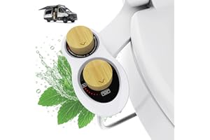 TERAPATON RV Bidet for Camper Toilet, Non-Electric Toilet Sprayer Attachment with Dual Nozzles, Adjustable Pressure, Front/Rear/Self Cleaning, Upgrade for Trailer, Motorhome, Camper, RV Bathroom (Black Base)