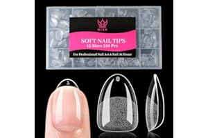 Qiek Extra Short Almond False Nail Tips, 15 Sizes 510 PCS Clear Soft Press On Fake Nail Pre-shaped Half Matte Full Cover Gel Nail Tips Extensions Thick Long Lasting for DIY Beginners & Salon Manicure