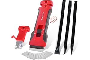 FENIKARA Upgraded Extractable & Magnetic Razor Blade Scraper Tool with 3PCS Plastic Razor Blade Scraper, Razor Scraper with 10 Extra Blades, Cleaning plastic Scraper Tool, sticker, Window, Glass Scraper