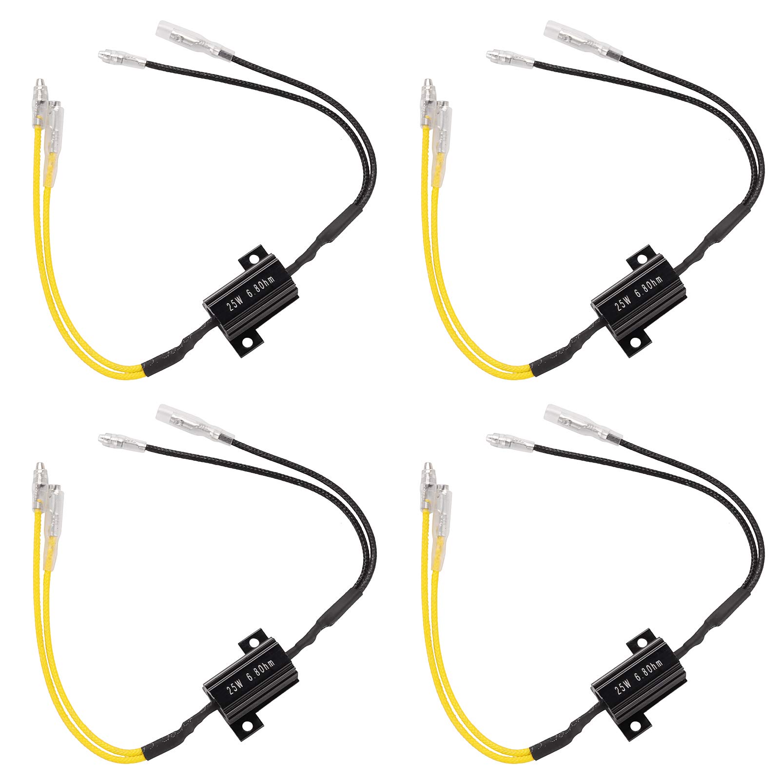 Kinstecks 4PCS 25W 6.8Ohm LED Load Resistors LED Turn Signal Resistor Flasher Adaptor Flash Fix Error for LED Turn Signal Lights LED License Plate Lights DRL-Yellow Black