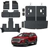 GALVAGNITE Floor Mats for 2017-2023 GMC Acadia (6-seat), All Weather TPE 2-in-1 Cargo Mat with Backrest Mat for Acadia Accessories