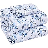 RUVANTI 100% Cotton Sheets – Twin XL Size Percale Bedding, Cooling & Breathable Floral Design, Durable with a Crisp, Soft & Comfortable Feel, 16" Deep Pocket, 3-Piece Set, Annual