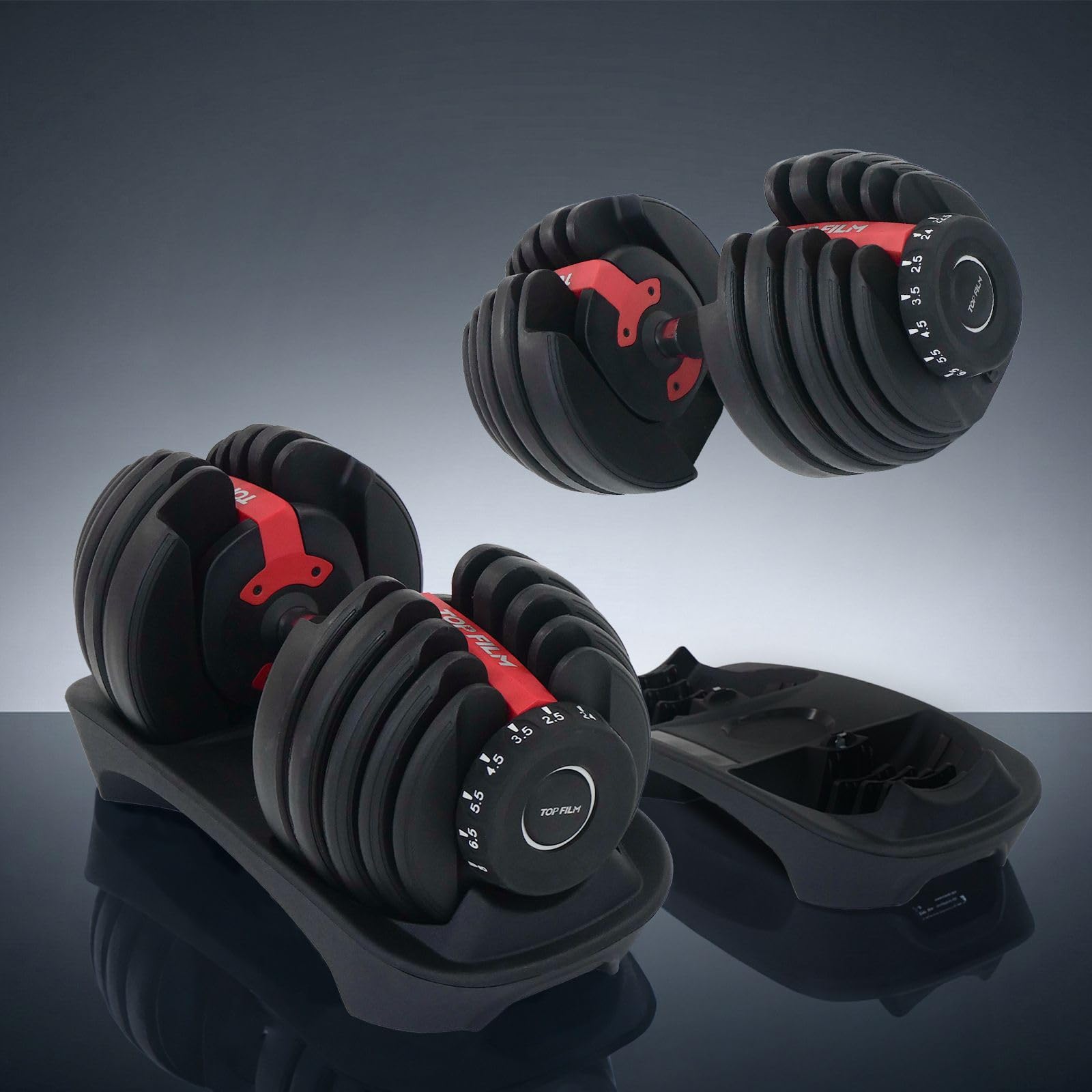 【JAPAN BRAND】 TOP FILM ダンベル 可変式 可変式ダンベル 24kg 40kg 【信頼、実績。】 (24kg×2個【BLACK × RED】)商品画像