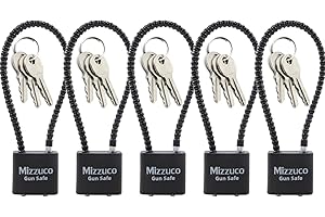 Mizzuco Cable Gun Locks with Keys Simple Operation 8.5" Compatible with Pistols, Handguns, Rifles, and Shotguns, Home and Storage for Firearm Locking and Safety