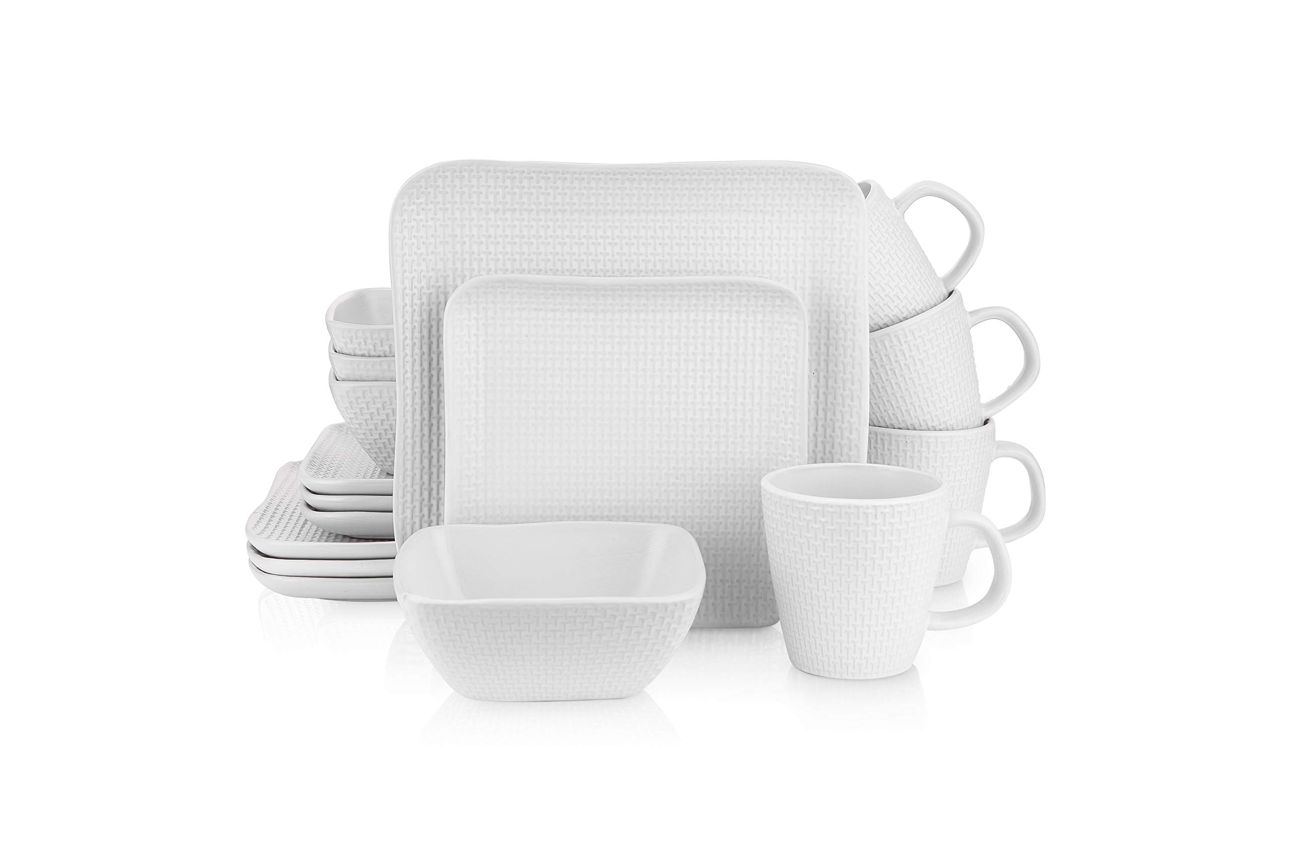 Amazon Square Stoneware Dinnerware Sets Vancasso Stern 16-Piece