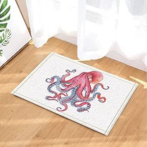 JHDF Pintura de Dibujos Animados sobre Fondo Blanco Pulpo Rosa