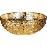 jdzjybqx Bathroom Vessel Sinks, Shiny Gold, Ceramic Round sink,16.4" | Luxury, For Bar and Cloakroom, Above Counter,Hand Carved Craft,Jingdezhen Unique Craft