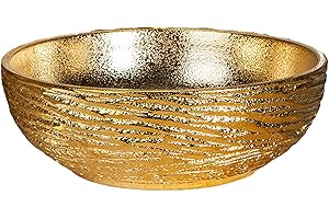 JDZJYBQX Bathroom Vessel Sink Luxury Shiny Gold Painted Ceramic Vanity Bowl Round Above Counter Basin for Bar and Cloakroom with Hand Carved Craft