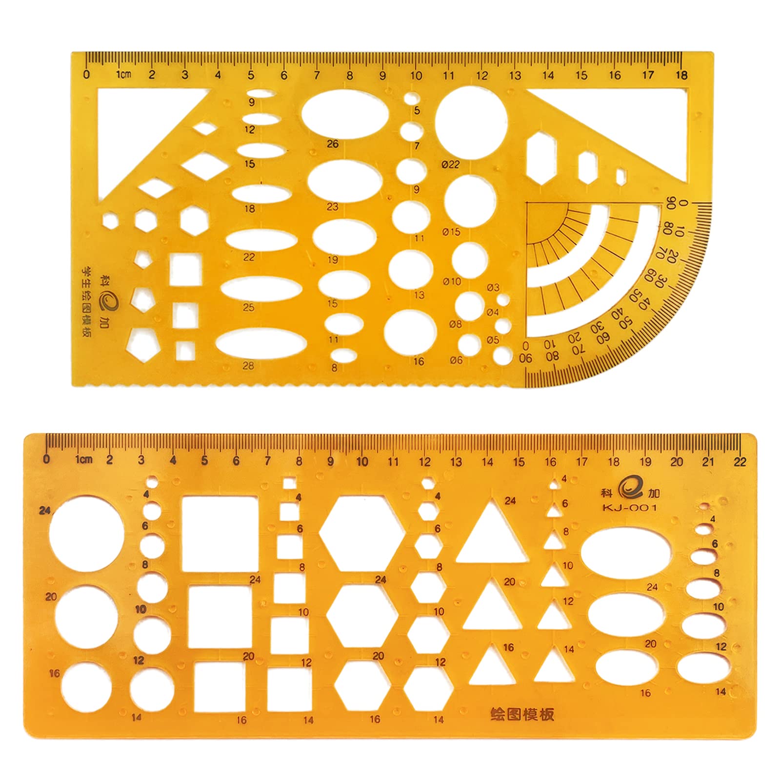 XPOOP 2-Piece Circle Stencil Set - Clear Plastic Circle & Oval Templates - Transparent Orange